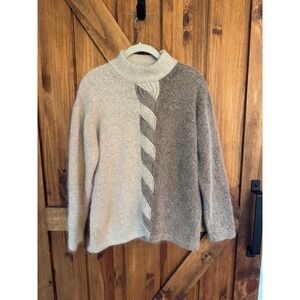 Vintage Segue Color Block Angora Blend Sweater‎ Mock Neck Pullover Size L